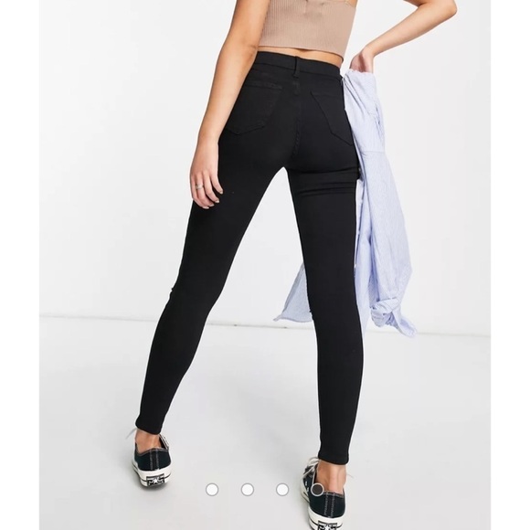 Topshop Jamie Black Skinny Jeans Size 26x30 Ripped knees High Rise - Picture 2 of 12